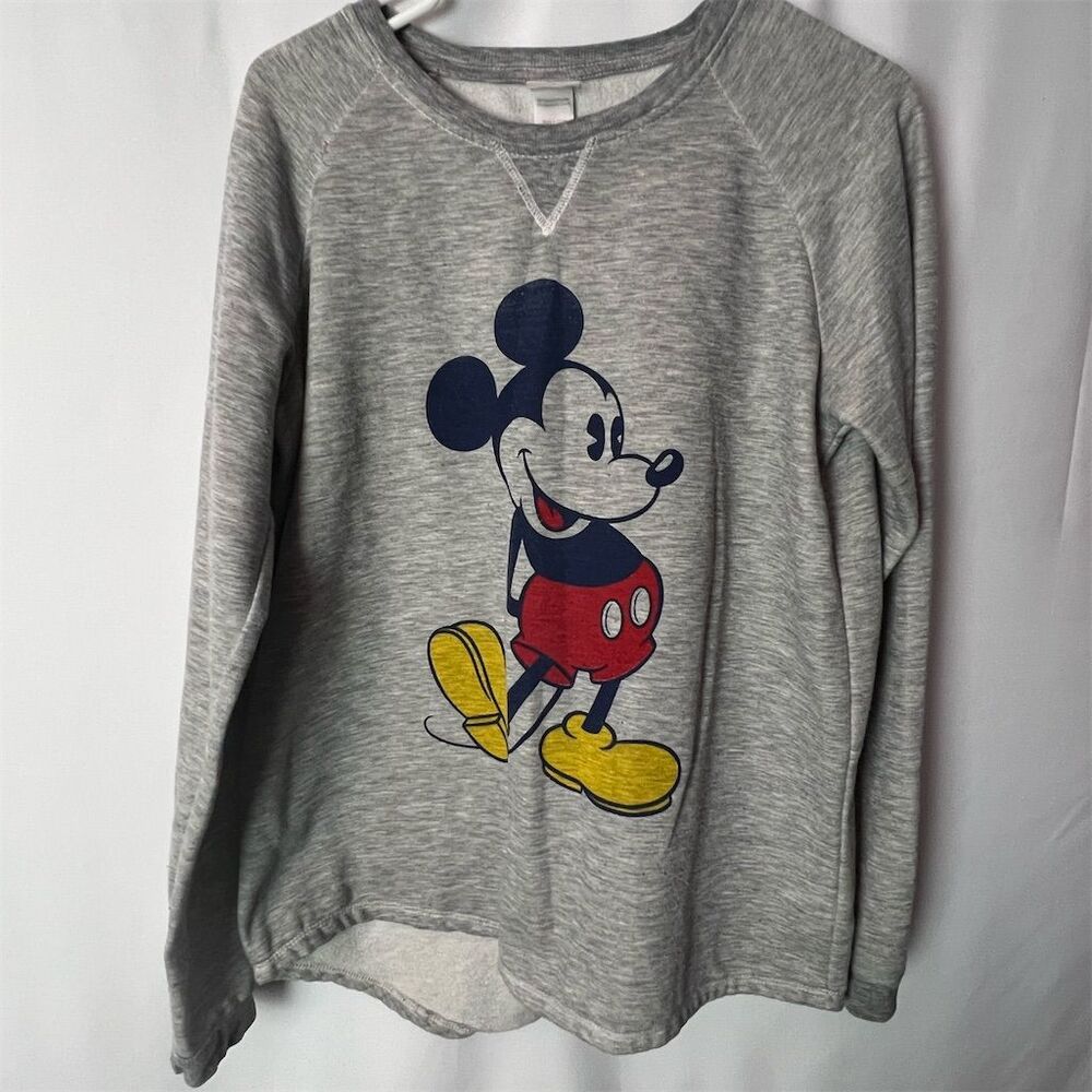 Disney Mickey Mouse Gray Long Sleeve Sweatshirt Unisex XL Pullover